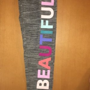 Gray Capri Leggings with multi-color “BEAUTIFUL”